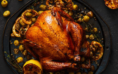 Balsamic Roasted Chicken with Olives, Lemon and Thyme
